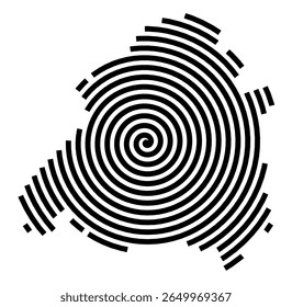 Symbol Map of the city Gernsheim (Hessen, Germany) showing the city with a black spiral line
