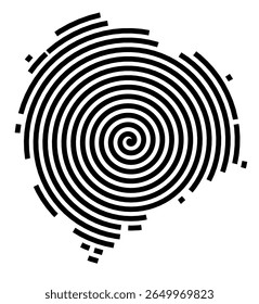 Symbol Map of the city Geseke (Nordrhein-Westfalen, Germany) showing the city with a black spiral line