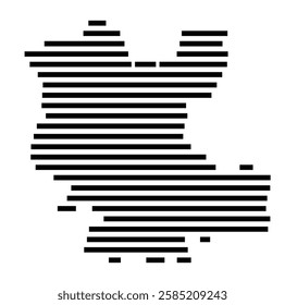 Symbol Map of the City Gifhorn (Germany) showing the city with just a few black horizontal lines