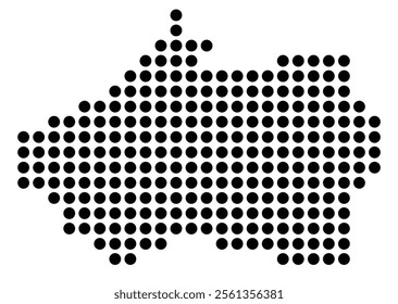 Symbol Map of the City Gijon (Spain) showing the city with a pattern of just a few black dots