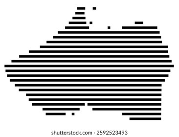 Symbol Map of the City Gijon (Spain) showing the city with a few black horizontal lines
