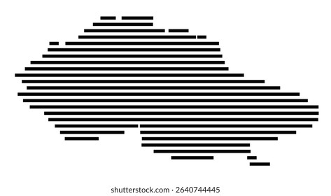 Symbol Map of the city Gilching (Bayern, Germany) showing the area of the city with just a few black horizontal lines