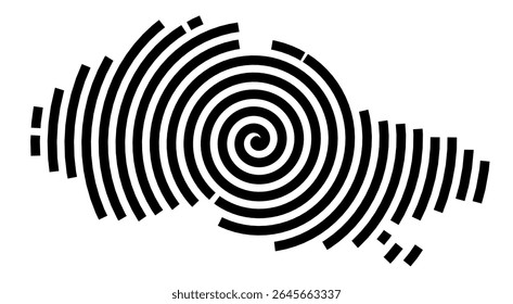 Mapa de símbolos da cidade Gilching (Baviera, Alemanha) mostrando a cidade com uma linha espiral preta