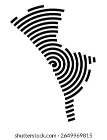 Symbol Map of the city Ginsheim-Gustavsburg (Hessen, Germany) showing the city with a black spiral line