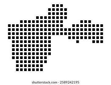 Symbol Map of the City Giugliano in Campania (Italy) showing the city with a pattern of just a few black squares