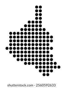 Symbol Map of the City Gladbeck (Germany) showing the city with a pattern of just a few black dots