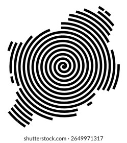 Symbol Map of the city Gladenbach (Hessen, Germany) showing the city with a black spiral line