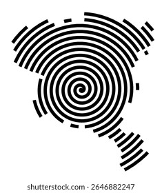 Mapa de símbolos da cidade Glauchau (Sachsen, Alemanha) mostrando a cidade com uma linha espiral preta