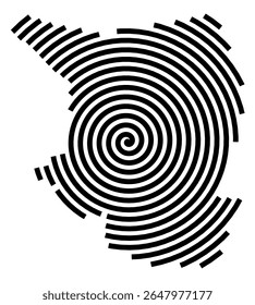 Symbol Map of the city Glinde (Schleswig-Holstein, Germany) showing the city with a black spiral line