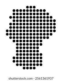 Symbol Map of the City Gniezno (Poland) showing the city with a pattern of just a few black dots