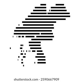 Symbol Map of the City Goeteborg (Sweden) showing the city with a few black horizontal lines