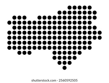 Symbol Map of the City Goettingen (Germany) showing the city with a pattern of just a few black dots