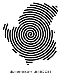 Symbol Map of the city Goldenstedt (Niedersachsen, Germany) showing the city with a black spiral line