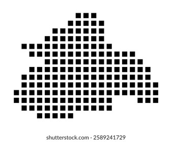 Symbol Map of the City Gouda (Netherlands) showing the city with a pattern of just a few black squares