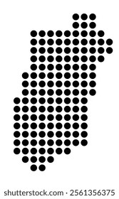 Symbol Map of the City Granollers (Spain) showing the city with a pattern of just a few black dots
