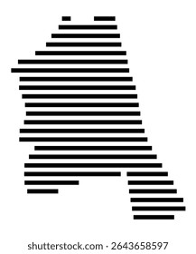 Symbol Map of the city Grefrath (Nordrhein-Westfalen, Germany) showing the area of the city with just a few black horizontal lines