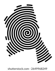 Symbol Map of the city Grefrath (Nordrhein-Westfalen, Germany) showing the city with a black spiral line