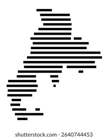Symbol Map of the city Greiz (Thüringen, Germany) showing the area of the city with just a few black horizontal lines
