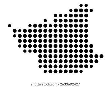 Symbol Map of the city Grenzach-Wyhlen (Baden-Württemberg, Germany) showing the city with a pattern of just a few black dots