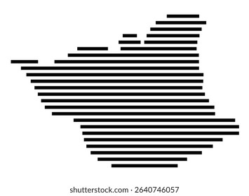 Symbol Map of the city Grenzach-Wyhlen (Baden-Württemberg, Germany) showing the area of the city with just a few black horizontal lines