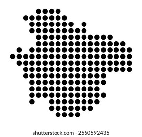 Symbol Map of the City Guetersloh (Germany) showing the city with a pattern of just a few black dots