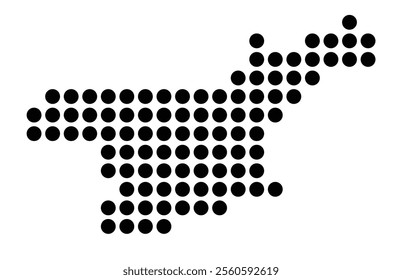 Symbol Map of the City Gummersbach (Germany) showing the city with a pattern of just a few black dots