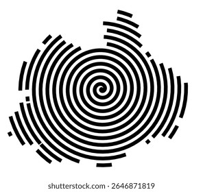 Symbol Map of the city Gunzenhausen (Bayern, Germany) showing the city with a black spiral line