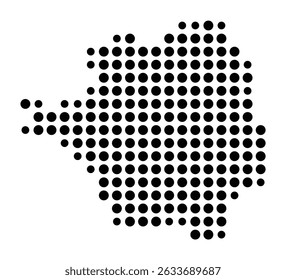 Symbol Map of the city Haar (Bayern, Germany) showing the city with a pattern of just a few black dots