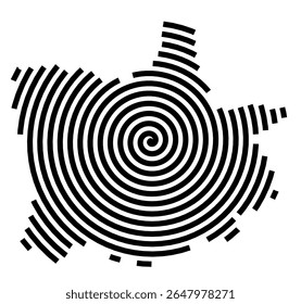 Symbol Map of the city Hagen im Bremischen (Niedersachsen, Germany) showing the city with a black spiral line