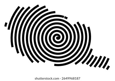 Symbol Map of the city Hagen am Teutoburger Wald (Niedersachsen, Germany) showing the city with a black spiral line