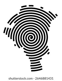 Symbol Map of the city Hagenow (Mecklenburg-Vorpommern, Germany) showing the city with a black spiral line