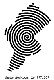 Symbol Map of the city Haiger (Hessen, Germany) showing the city with a black spiral line