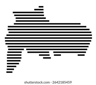 Symbol Map of the city Hainburg (Hessen, Germany) showing the area of the city with just a few black horizontal lines
