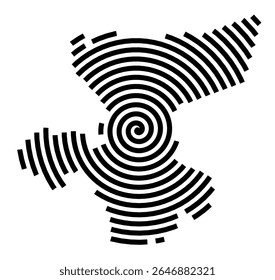 Mapa de símbolos da cidade Haldensleben (Sachsen-Anhalt, Alemanha) mostrando a cidade com uma linha espiral preta
