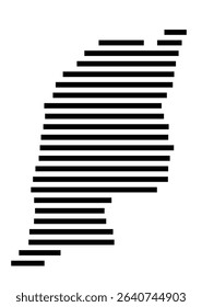 Symbol Map of the city Hallbergmoos (Bayern, Germany) showing the area of the city with just a few black horizontal lines