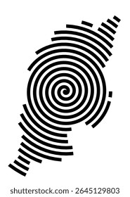 Symbol Map of the city Hallbergmoos (Bayern, Germany) showing the city with a black spiral line