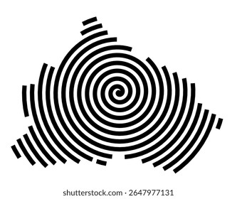 Symbol Map of the city Halstenbek (Schleswig-Holstein, Germany) showing the city with a black spiral line