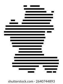 Symbol Map of the city Hammelburg (Bayern, Germany) showing the area of the city with just a few black horizontal lines