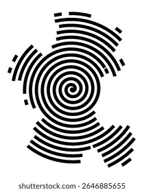 Symbol Map of the city Hammelburg (Bayern, Germany) showing the city with a black spiral line