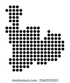 Symbol Map of the City Hanau (Germany) showing the city with a pattern of just a few black dots