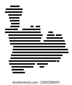 Symbol Map of the City Hanau (Germany) showing the city with just a few black horizontal lines