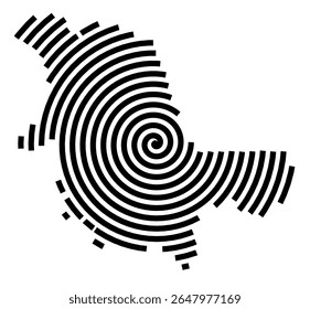 Symbol Map of the city Handewitt (Schleswig-Holstein, Germany) showing the city with a black spiral line