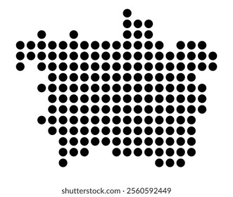 Symbol Map of the City Hannover (Germany) showing the city with a pattern of just a few black dots