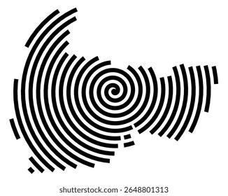 Symbol Map of the city Haren (Ems) (Niedersachsen, Germany) showing the city with a black spiral line