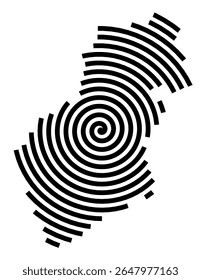 Symbol Map of the city Harrislee (Schleswig-Holstein, Germany) showing the city with a black spiral line