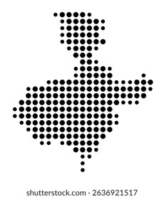 Symbol Map of the city Harsefeld (Niedersachsen, Germany) showing the city with a pattern of just a few black dots