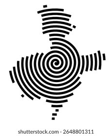 Symbol Map of the city Harsefeld (Niedersachsen, Germany) showing the city with a black spiral line