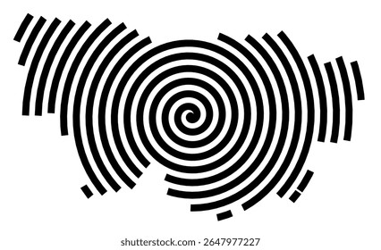 Symbol Map of the city Harsum (Niedersachsen, Germany) showing the city with a black spiral line