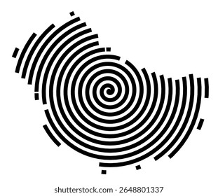 Symbol Map of the city Hatten (Niedersachsen, Germany) showing the city with a black spiral line