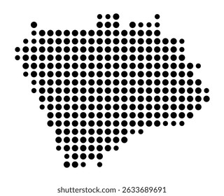 Symbol Map of the city Hauzenberg (Bayern, Germany) showing the city with a pattern of just a few black dots